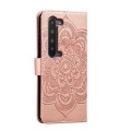 For Sharp Aquos R5G Sun Mandala Embossing Pattern Phone Leather Case(Rose Gold)