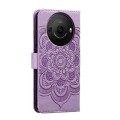 For Sharp Aquos R8 Pro Sun Mandala Embossing Pattern Phone Leather Case(Purple)