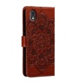 For Sharp Aquos Sense2 Sun Mandala Embossing Pattern Phone Leather Case(Brown)