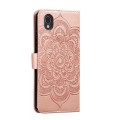 For Sharp Aquos Sense2 Sun Mandala Embossing Pattern Phone Leather Case(Rose Gold)
