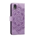 For Sharp Aquos Sense2 Sun Mandala Embossing Pattern Phone Leather Case(Purple)