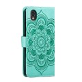 For Sharp Aquos Sense2 Sun Mandala Embossing Pattern Phone Leather Case(Green)