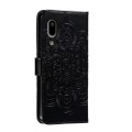 For Sharp Aquos Sense3 Sun Mandala Embossing Pattern Phone Leather Case(Black)