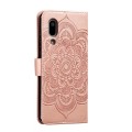 For Sharp Aquos Sense3 Sun Mandala Embossing Pattern Phone Leather Case(Rose Gold)