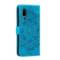 For Sharp Aquos Sense3 Sun Mandala Embossing Pattern Phone Leather Case(Blue)