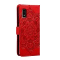 For Sharp Aquos Wish Sun Mandala Embossing Pattern Phone Leather Case(Red)