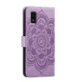 For Sharp Aquos Wish Sun Mandala Embossing Pattern Phone Leather Case(Purple)