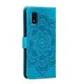 For Sharp Aquos Wish Sun Mandala Embossing Pattern Phone Leather Case(Blue)