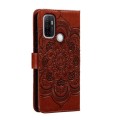 For OPPO A53 2020 Sun Mandala Embossing Pattern Phone Leather Case(Brown)