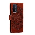 For OPPO A54 5G Sun Mandala Embossing Pattern Phone Leather Case(Brown)