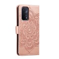 For OPPO A54 5G Sun Mandala Embossing Pattern Phone Leather Case(Rose Gold)