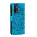 For OPPO A54 5G Sun Mandala Embossing Pattern Phone Leather Case(Blue)