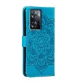 For OPPO A57 4G Sun Mandala Embossing Pattern Phone Leather Case(Blue)