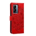 For OPPO A57 5G Sun Mandala Embossing Pattern Phone Leather Case(Red)
