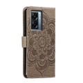 For OPPO A57 5G Sun Mandala Embossing Pattern Phone Leather Case(Grey)