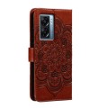 For OPPO A57 5G Sun Mandala Embossing Pattern Phone Leather Case(Brown)