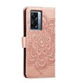 For OPPO A57 5G Sun Mandala Embossing Pattern Phone Leather Case(Rose Gold)
