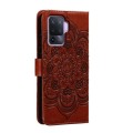 For OPPO A94 4G Sun Mandala Embossing Pattern Phone Leather Case(Brown)