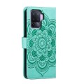 For OPPO A94 4G Sun Mandala Embossing Pattern Phone Leather Case(Green)