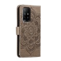 For OPPO A94 5G Sun Mandala Embossing Pattern Phone Leather Case(Grey)