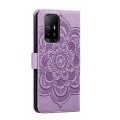 For OPPO A94 5G Sun Mandala Embossing Pattern Phone Leather Case(Purple)