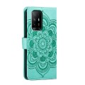 For OPPO A94 5G Sun Mandala Embossing Pattern Phone Leather Case(Green)