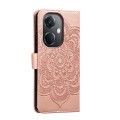 For OPPO K11 Sun Mandala Embossing Pattern Phone Leather Case(Rose Gold)