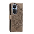 For OPPO Reno10 5G Global Sun Mandala Embossing Pattern Phone Leather Case(Grey)