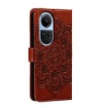 For OPPO Reno10 5G Global Sun Mandala Embossing Pattern Phone Leather Case(Brown)