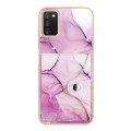 For Samsung Galaxy A02s US Version Marble Pattern IMD Card Slot Phone Case(Pink Purple Gold)
