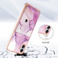 For Samsung Galaxy A04e Marble Pattern IMD Card Slot Phone Case(Pink Purple Gold)