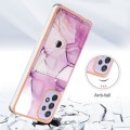 For Samsung Galaxy A33 5G Marble Pattern IMD Card Slot Phone Case(Pink Purple Gold)