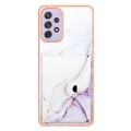 For Samsung Galaxy A33 5G Marble Pattern IMD Card Slot Phone Case(White Purple)