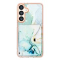 For Samsung Galaxy S24 5G Marble Pattern IMD Card Slot Phone Case(Green)