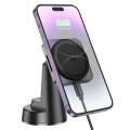 hoco HW16 Speed Magnetic Wireless Fast Charging Car Center Console Holder(Metal Black)