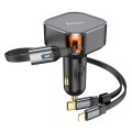 hoco NZ13 Clever PD30W Car Charger with Type-C + 8 Pin Telescopic Cable(Black)