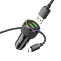 hoco NZ14 Guerrero 36W Dual-port USB Car Charger Set with USB to Micro USB Cable(Black)