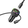 hoco NZ14A Guerrero PD20W + QC3.0 USB Car Charger with Type-C to 8 Pin Cable(Black)