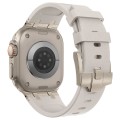 For Apple Watch SE 2023 44mm Stone Grain Liquid Silicone Watch Band(Titanium Starlight)