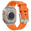 For Apple Watch Series 8 45mm Stone Grain Liquid Silicone Watch Band(Titanium Orange)