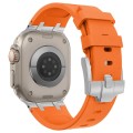 For Apple Watch SE 2022 44mm Stone Grain Liquid Silicone Watch Band(Sliver Orange)