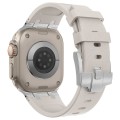 For Apple Watch SE 44mm Stone Grain Liquid Silicone Watch Band(Silver Starlight)