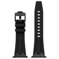 For Apple Watch Series 5 44mm Stone Grain Liquid Silicone Watch Band(Black Black)