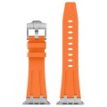 For Apple Watch Series 5 44mm Stone Grain Liquid Silicone Watch Band(Sliver Orange)