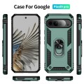For Google Pixel 9 Pro Shockproof TPU + PC Phone Case with Holder(Dark Green)