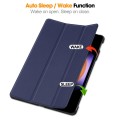 For Xiaomi Pad 6S Pro Custer Pure Color 3-Fold Holder Smart Leather Tablet Case(Dark Blue)