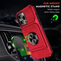 For iPhone 15 Pro Max TPU+PC Shockproof Card Phone Case with Metal Ring Holder(Red)