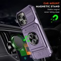 For iPhone 15 Pro Max TPU+PC Shockproof Card Phone Case with Metal Ring Holder(Purple)
