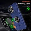 For iPhone 15 Pro Max TPU+PC Shockproof Card Phone Case with Metal Ring Holder(Blue)