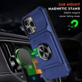 For iPhone 15 Pro TPU+PC Shockproof Card Phone Case with Metal Ring Holder(Blue)